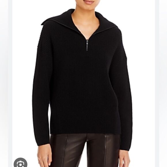 Quarter Zip Sweater In Black Size L